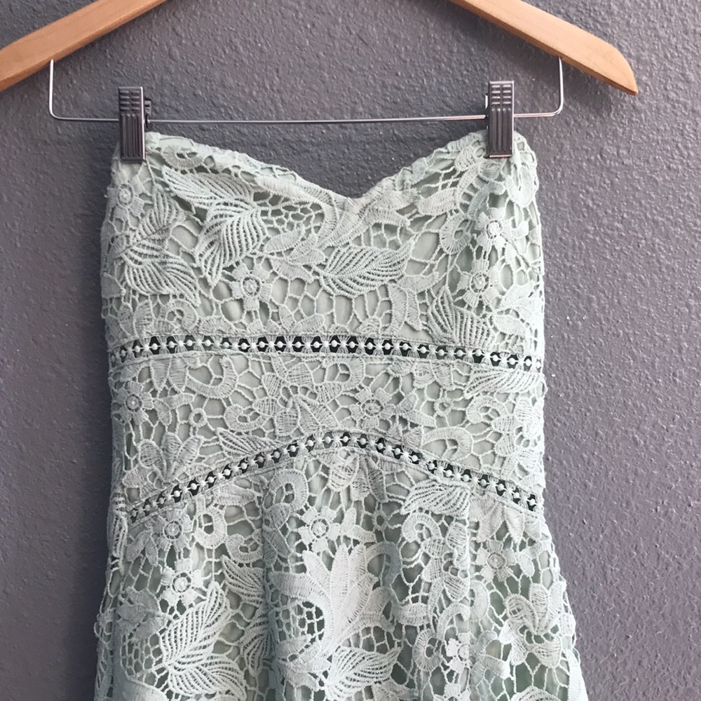 Mint Lace Bandeau Frill Midi Dress - Picture 8 of 13